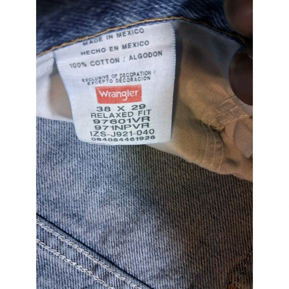 Wrangler Jeans Mens 38x29 Blue Cotton Relaxed Fit Mid Rise Medium Wash‎ Straight